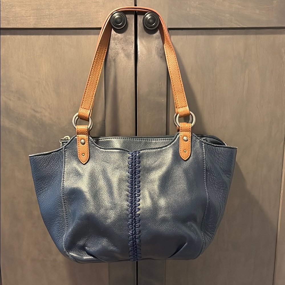 The Sak Elegant Blue Leather Tote Bag